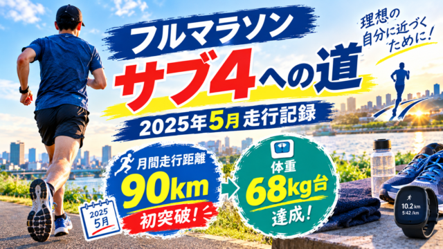 【フルマラソン サブ4への道】2025年5月走行記録：月間90km初突破と体重68kg台達成！