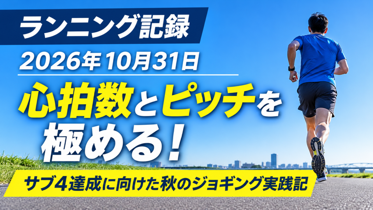 【ランニング記録】2026年10月31日　心拍数とピッチを極める！サブ4達成に向けた秋のジョギング実践記