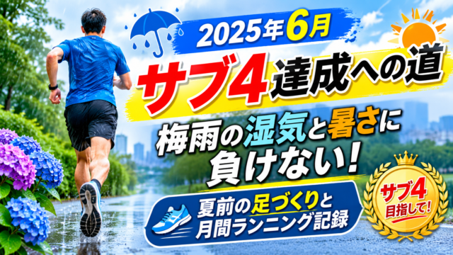【2025年6月】サブ4達成への道｜梅雨の湿気と暑さに負けない！夏前の足づくりと月間ランニング記録