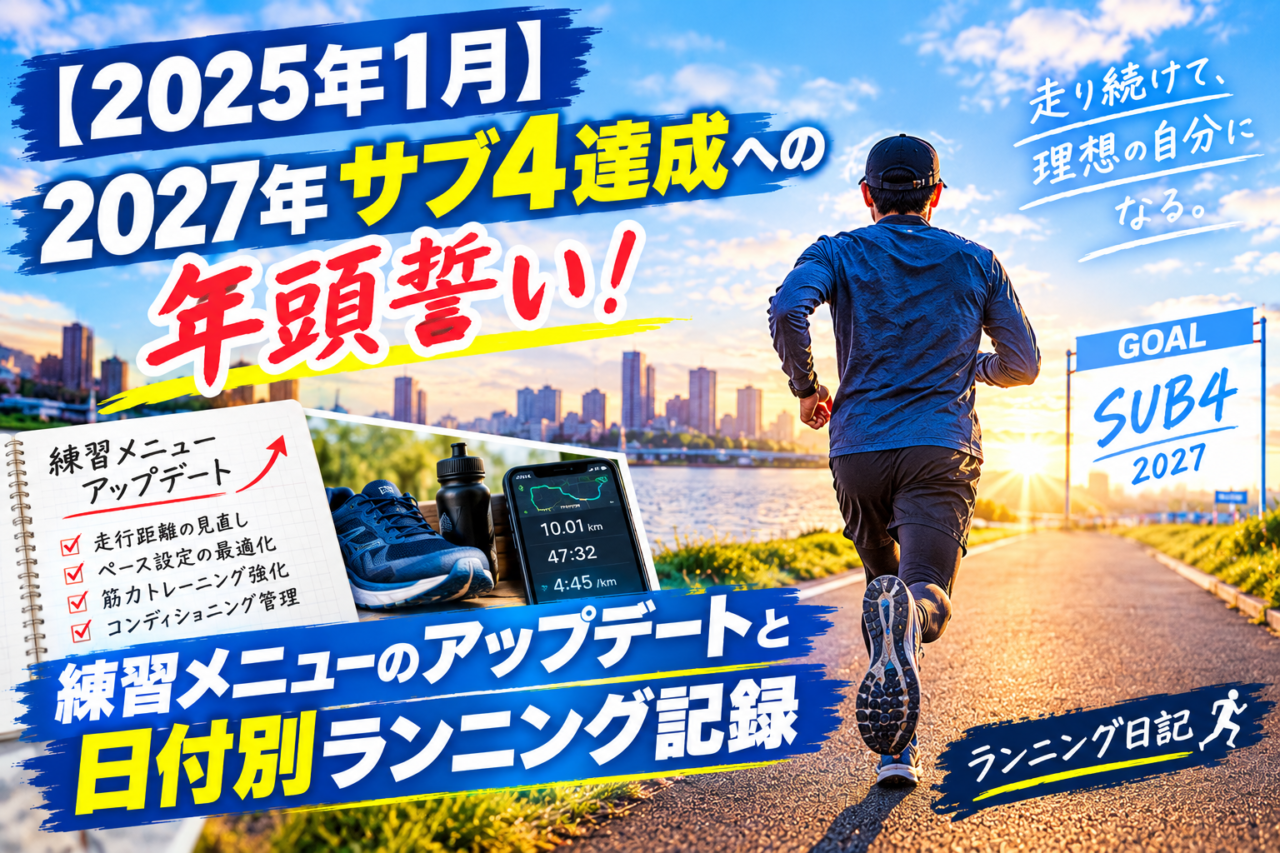 【2025年1月】2027年サブ4達成への年頭誓い！練習メニューのアップデートと日付別ランニング記録